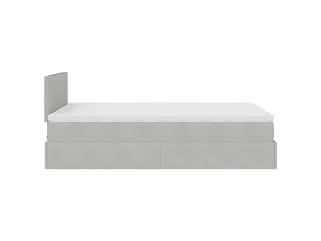 Estructura cama otomana colchón terciopelo gris claro 120x200cm
