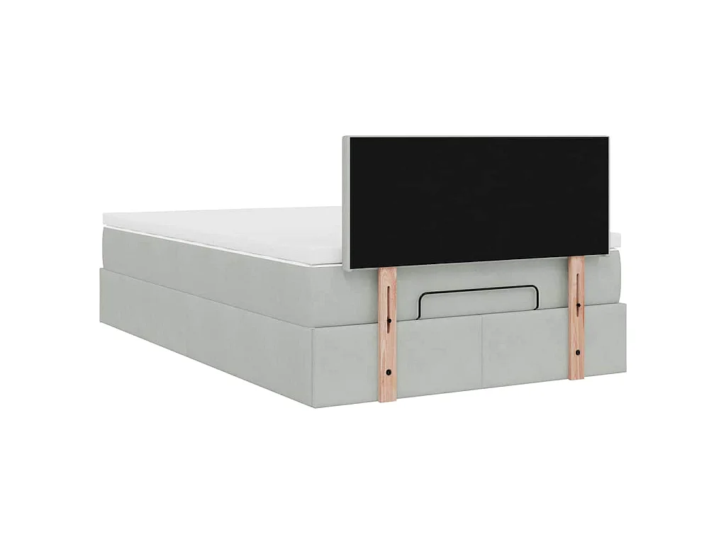 Ottoman bed met matras en LED's 120x200 cm fluweel lichtgrijs