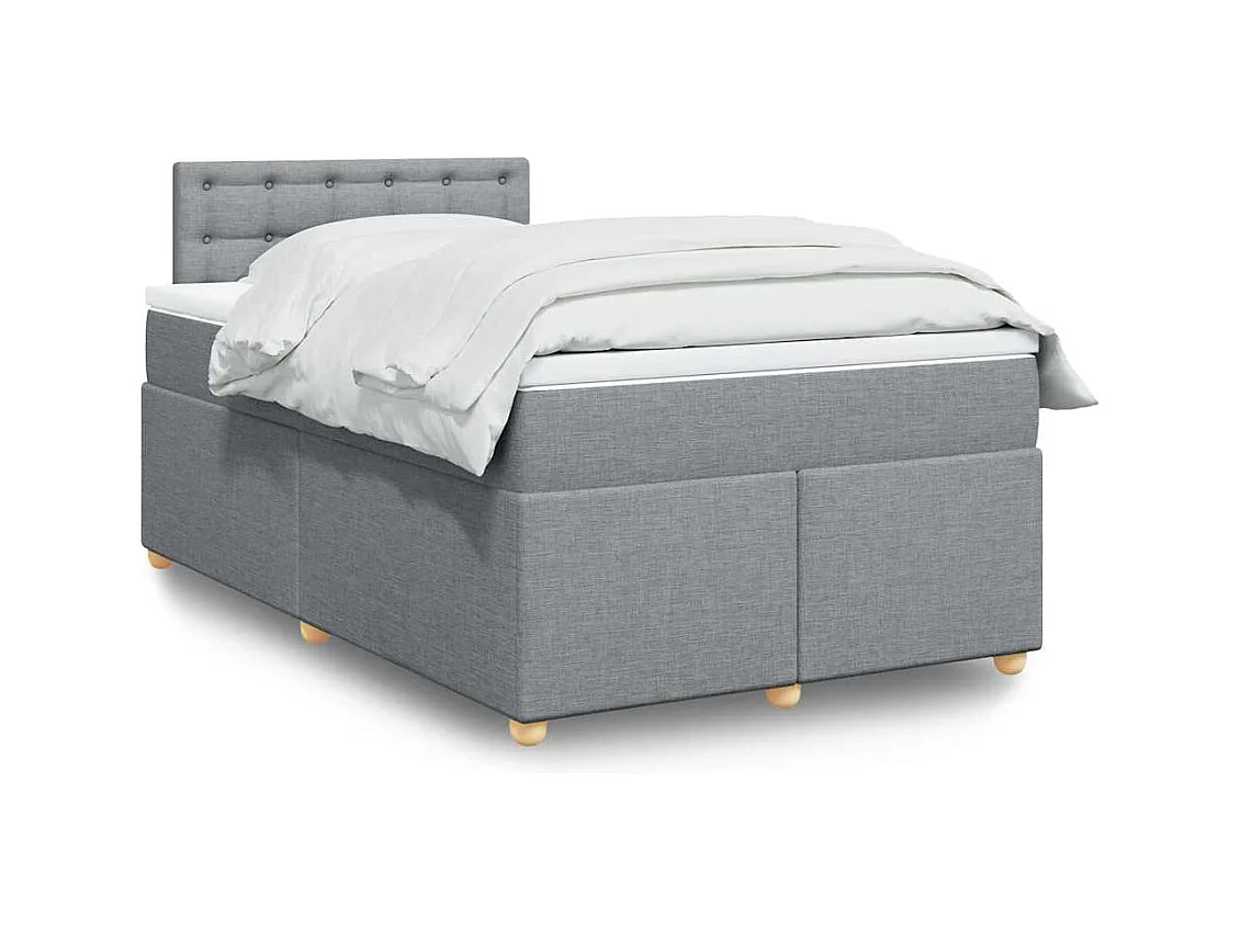 Boxspringbett mit Matratze Hellgrau 120x190 cm Stoff
