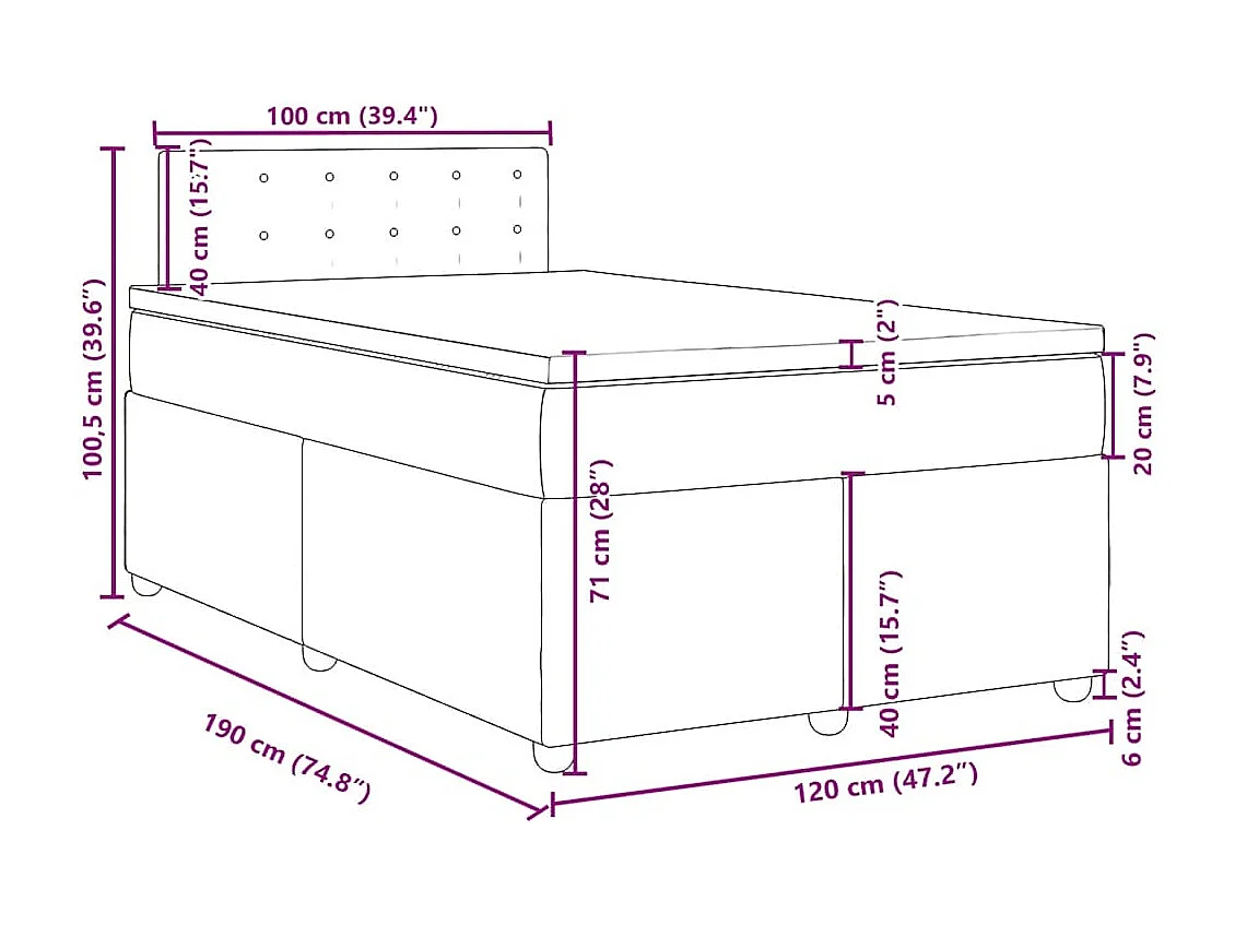 Boxspringbett mit Matratze Hellgrau 120x190 cm Stoff