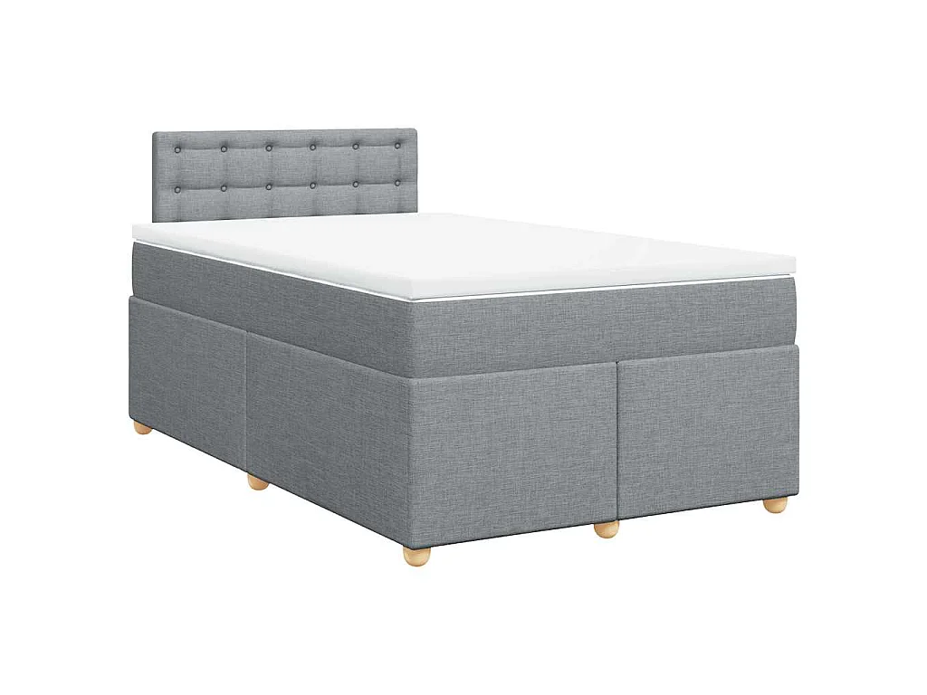 Sommier à lattes de lit et matelas gris clair 120x190 cm tissu