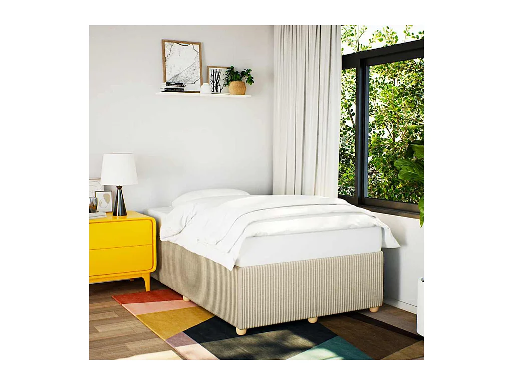 Cadre de lit sans matelas crème 120x190 cm tissu
