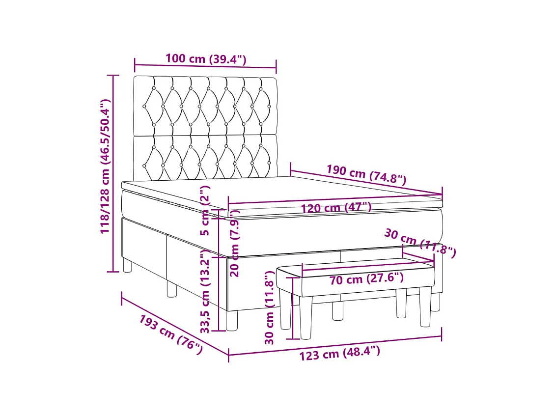 Boxspringbett mit Matratze Taupe 120x190 cm Stoff