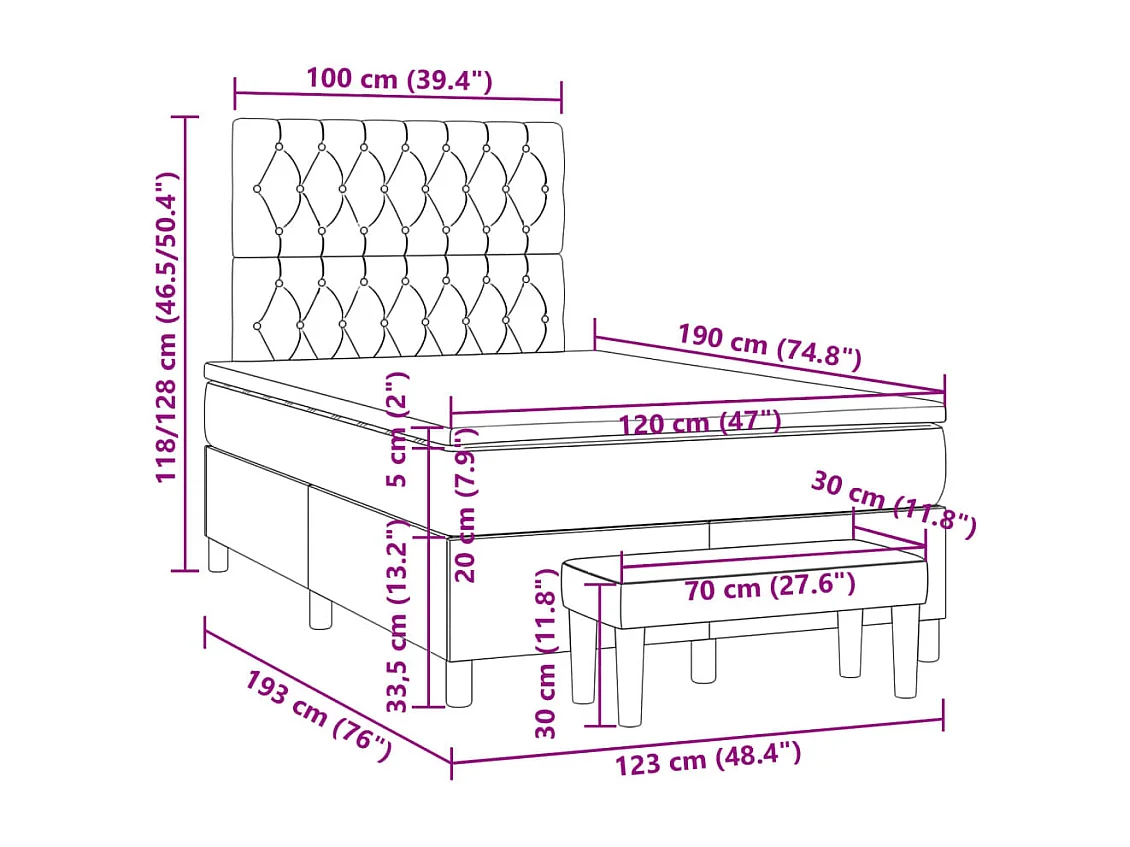 Boxspringbett mit Matratze Taupe 120x190 cm Stoff