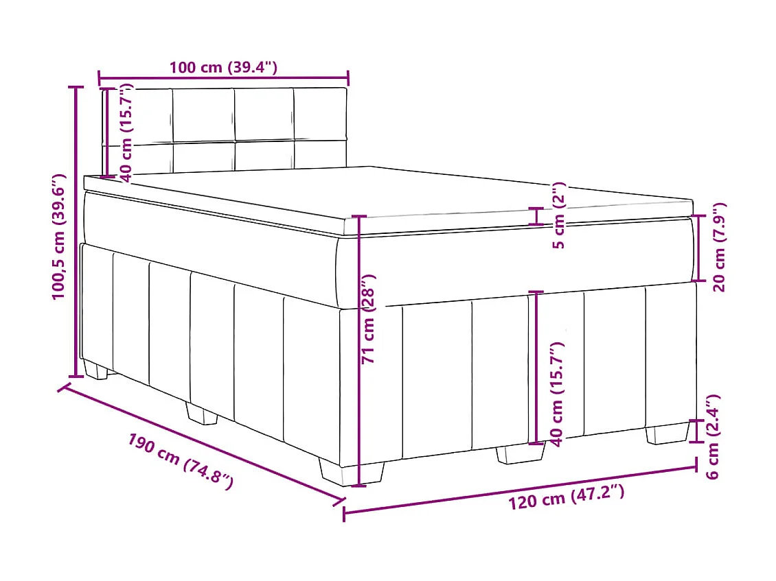 Boxspringbett mit Matratze Dunkelgrau 120x190 cm Stoff