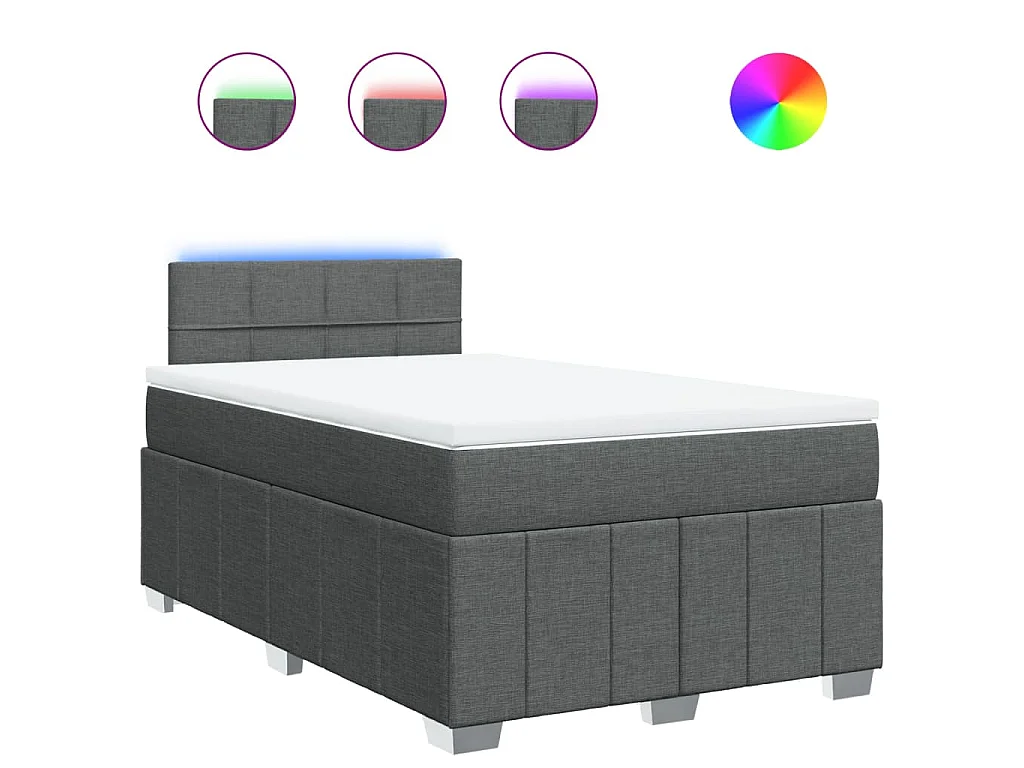 Cama boxspring com colchão 120x190 cm tecido cinzento-escuro