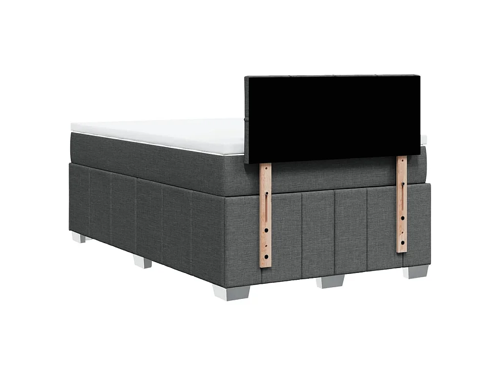 Cama boxspring com colchão 120x190 cm tecido cinzento-escuro