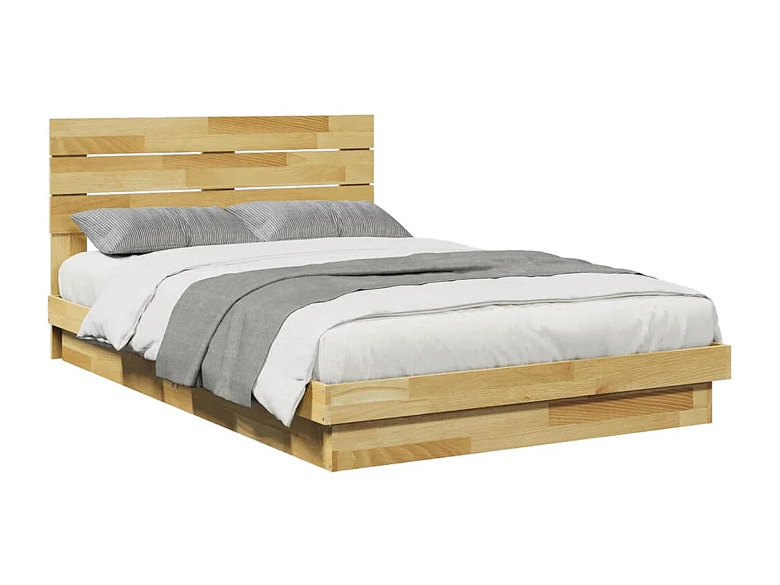 Bedframe hoofdeinde zonder matras 120x200 cm massief hout eiken