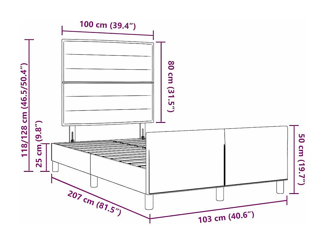 Bedframe met hoofdeinde Crème 100 x 200 cm Stof