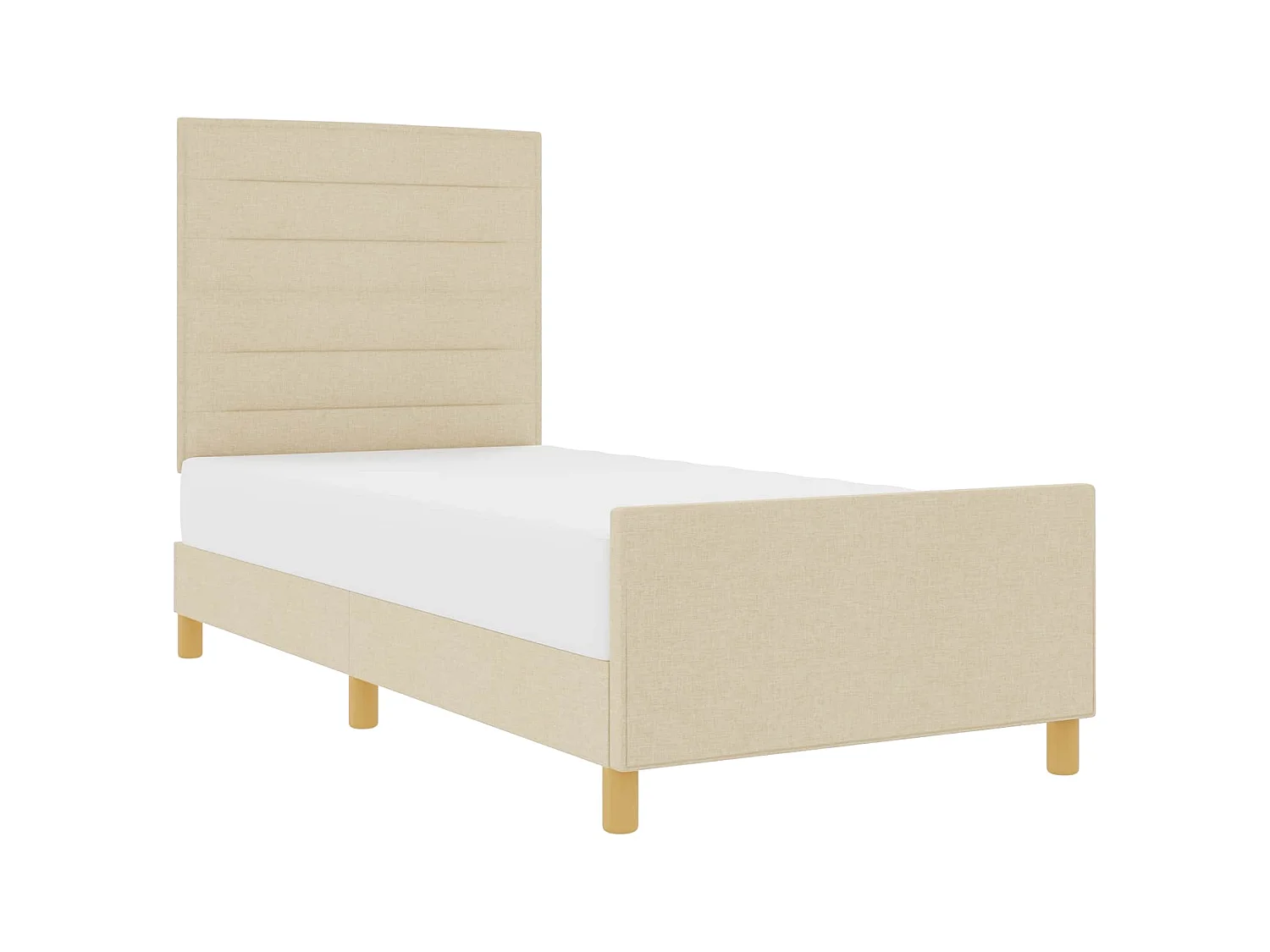 Bettgestell mit Kopfteil Creme 100 x 200 cm Stoff