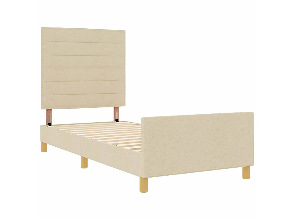 Bettgestell mit Kopfteil Creme 100 x 200 cm Stoff