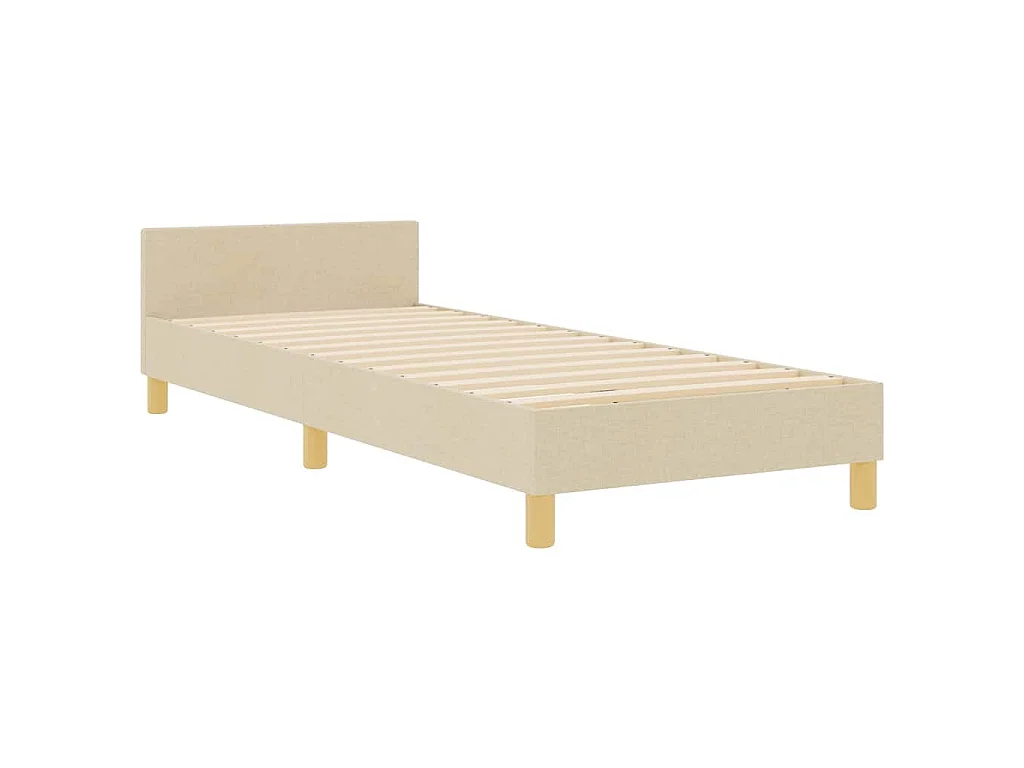 Bettgestell mit Kopfteil Creme 100 x 200 cm Stoff
