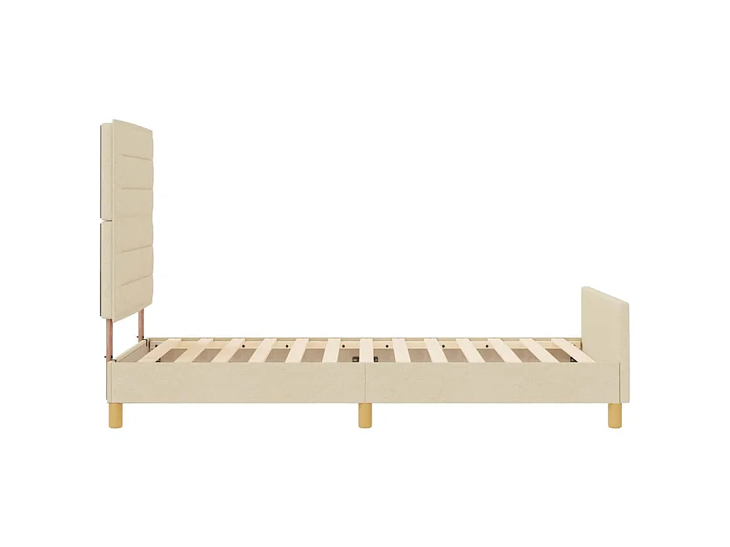 Bettgestell mit Kopfteil Creme 100 x 200 cm Stoff