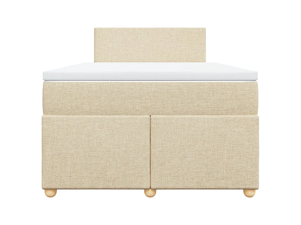 Cama box spring con colchón tela color crema 120x200 cm