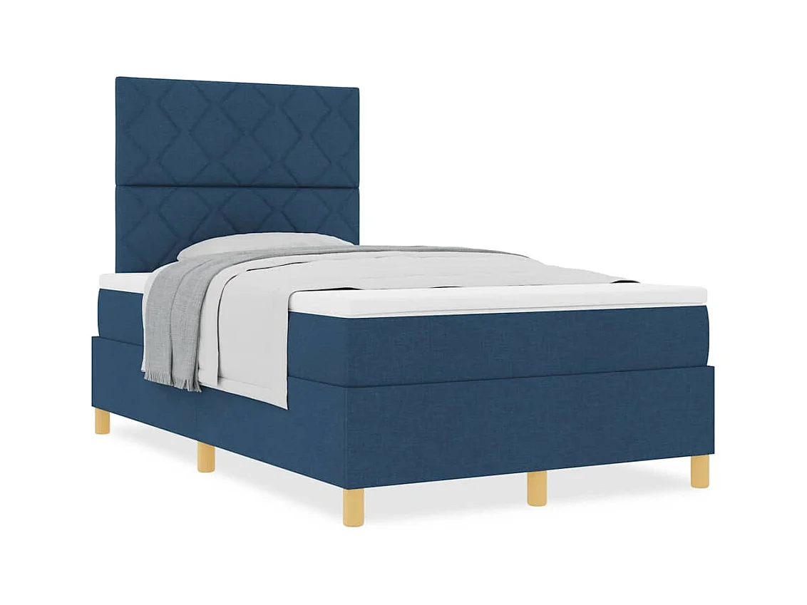 Boxspringbett mit Matratze mit Kopfteil Blau 120 x 200 cm Stoff