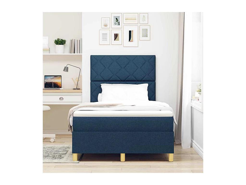 Boxspringbett mit Matratze mit Kopfteil Blau 120 x 200 cm Stoff