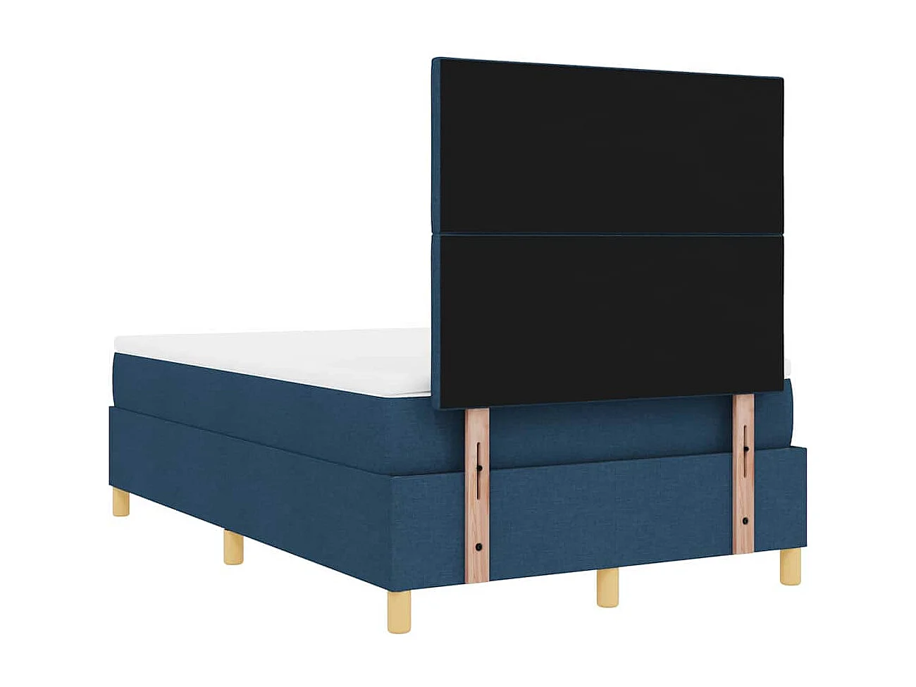 Lit à ressorts avec tête de lit Bleu 120 x 200 cm tissu