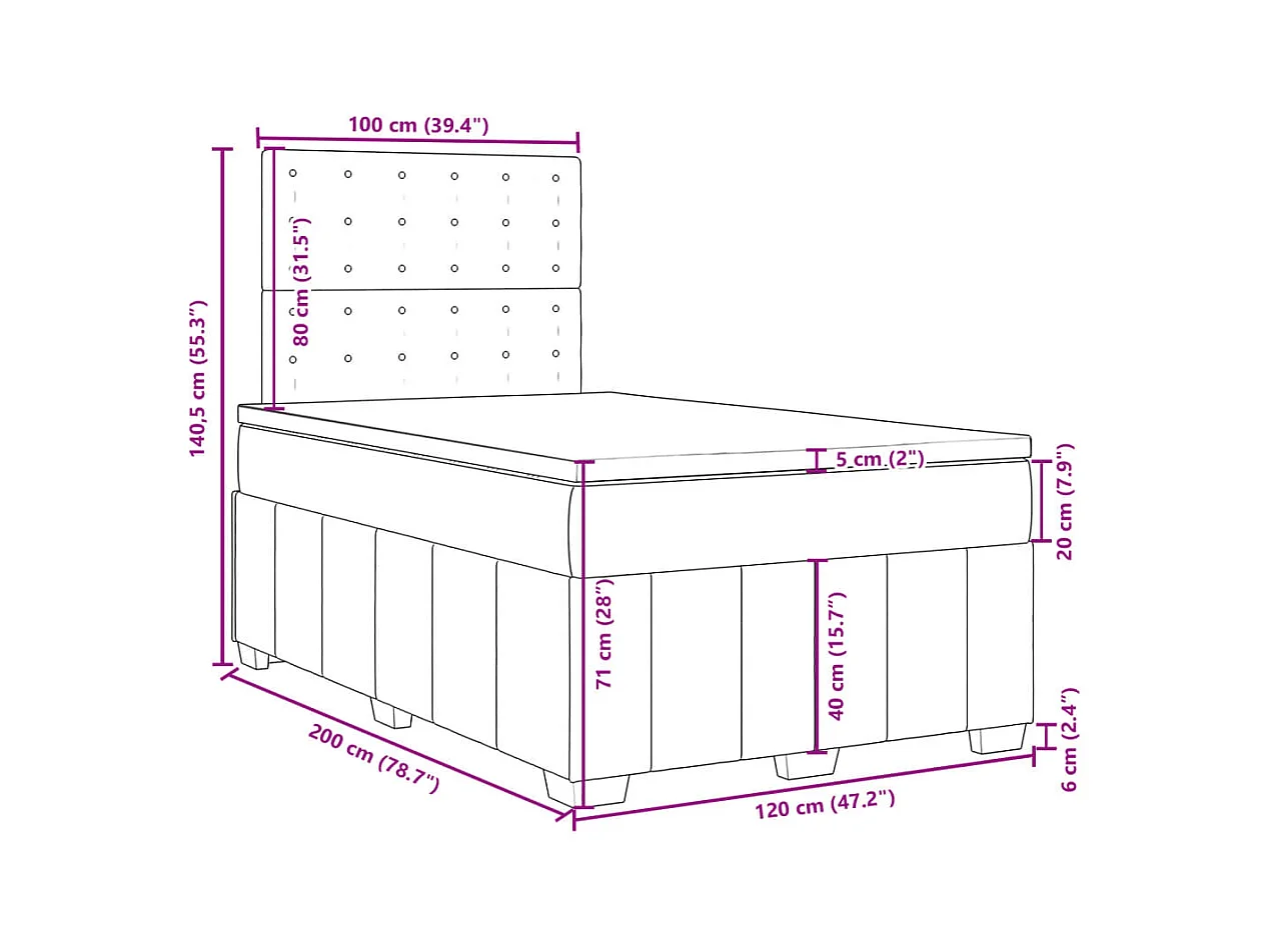 Boxspringbett mit Matratze Creme 120x200 cm Stoff