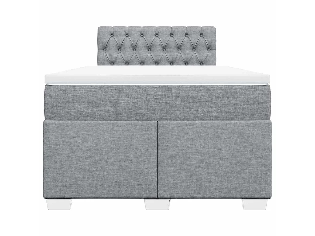 Cama box spring con colchón tela gris claro 120x190 cm
