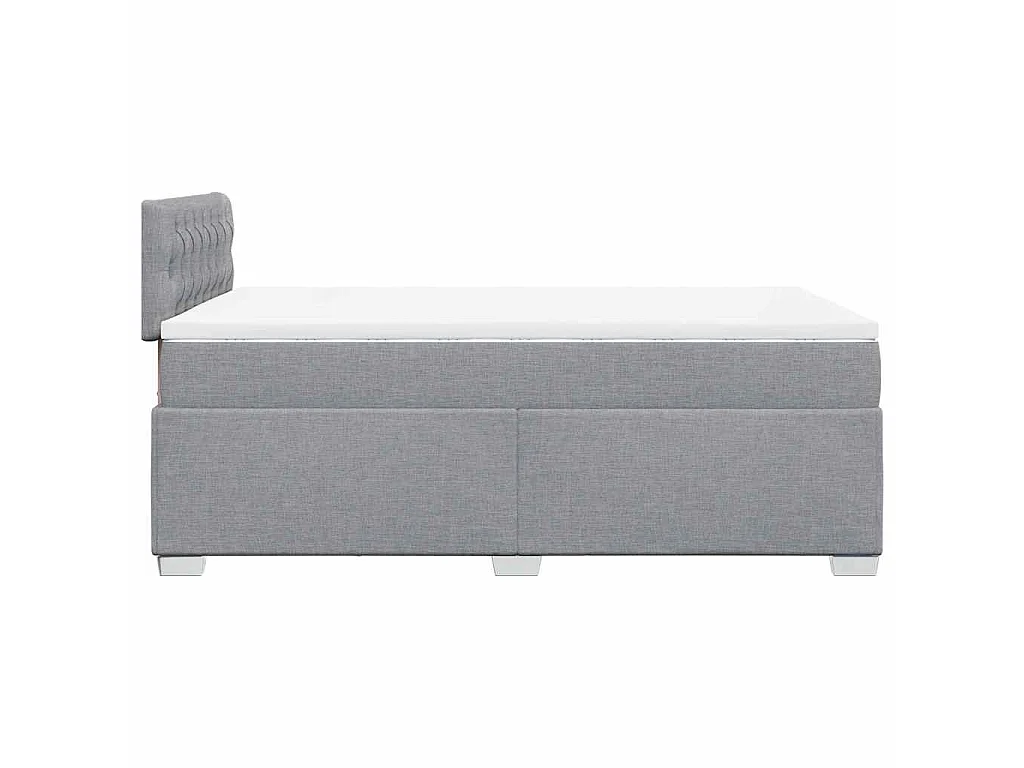 Cama box spring con colchón tela gris claro 120x190 cm