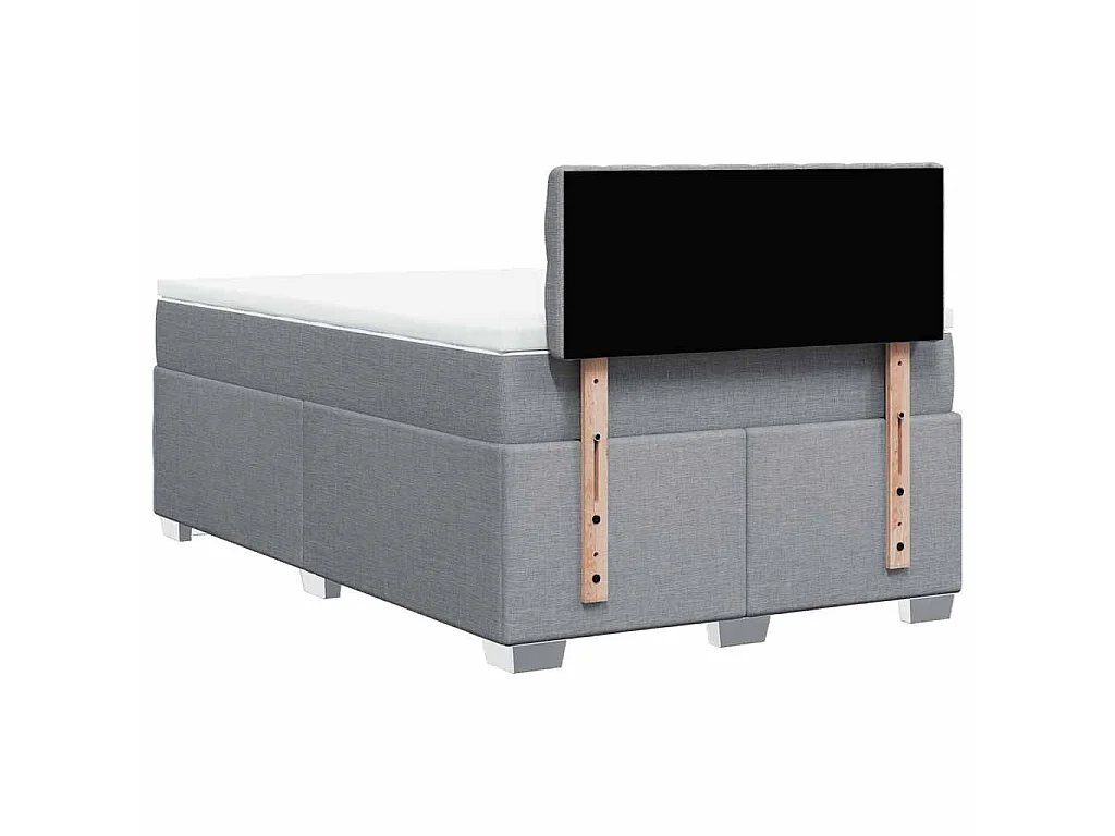 Cama box spring con colchón tela gris claro 120x190 cm