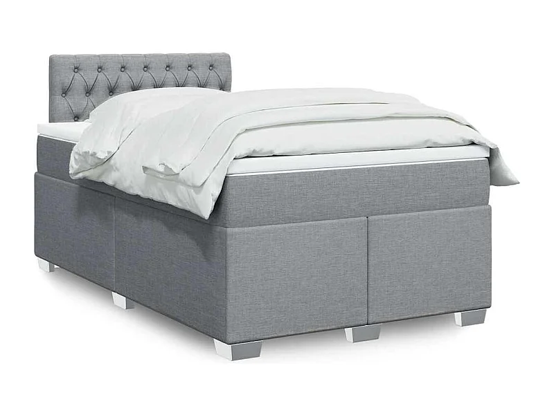 Boxspringbett mit Matratze Hellgrau 120x190 cm Stoff