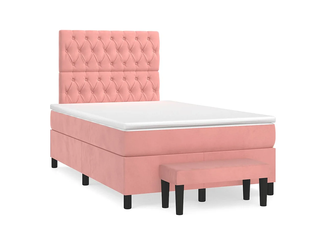 Sommier à lattes de lit avec matelas rose 120x190 cm velours