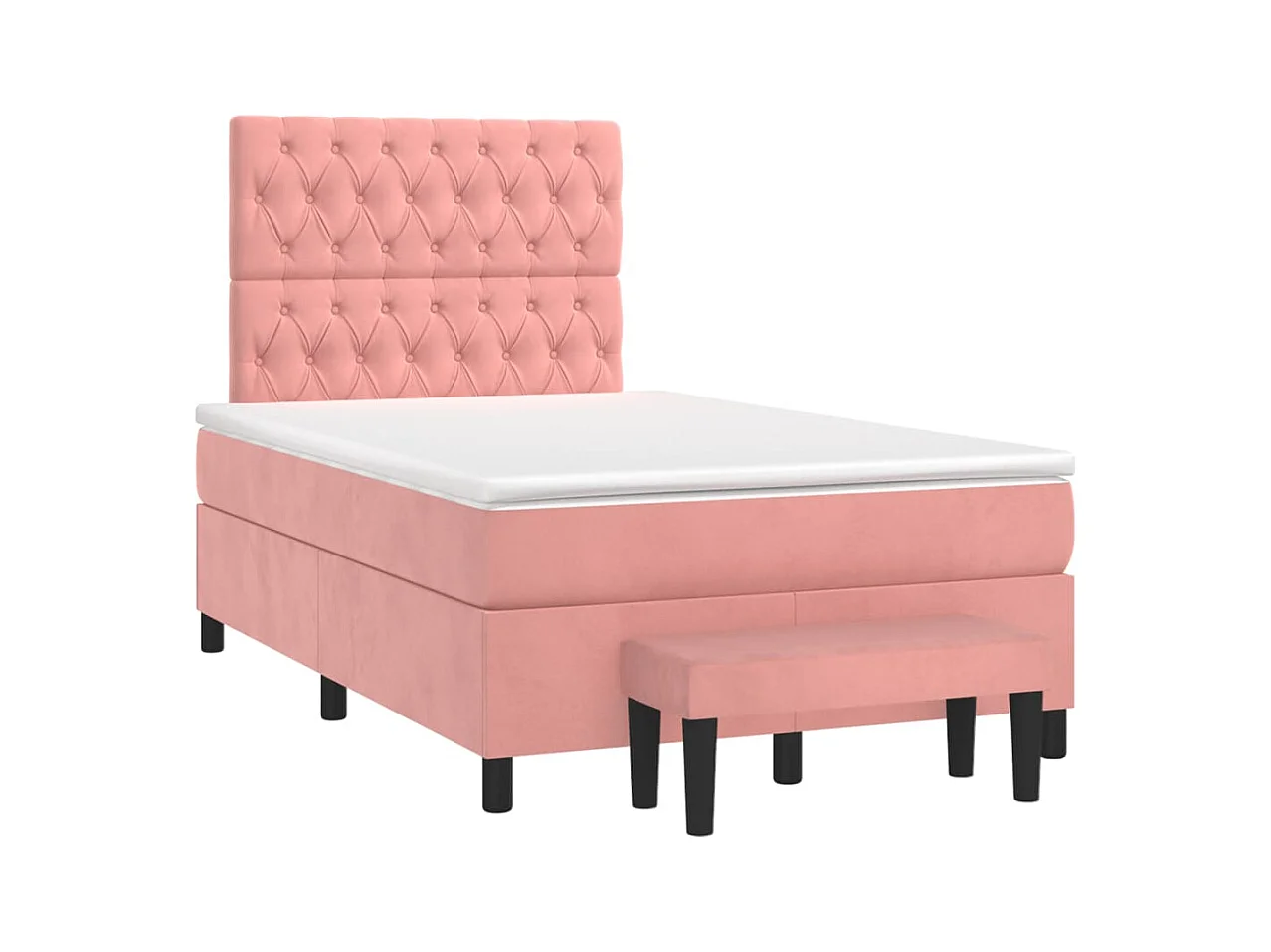 Sommier à lattes de lit avec matelas rose 120x190 cm velours