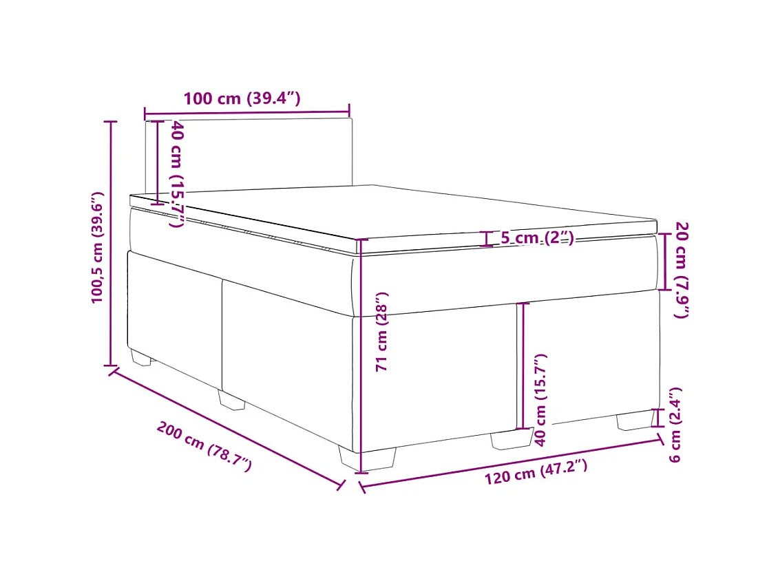 Boxspringbett mit Matratze Dunkelgrau 120x200 cm Stoff