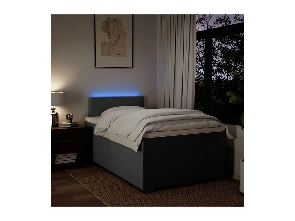 Boxspringbett mit Matratze Dunkelgrau 120x200 cm Stoff
