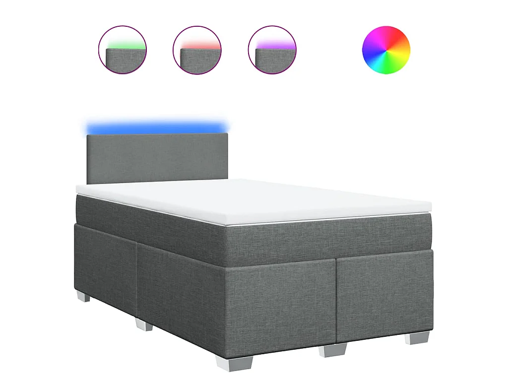 Cama box spring con colchón tela gris oscuro 120x200 cm