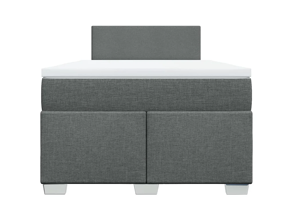 Cama box spring con colchón tela gris oscuro 120x200 cm