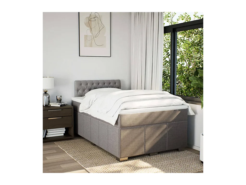 Sommier à lattes de lit avec matelas taupe 120x190 cm tissu