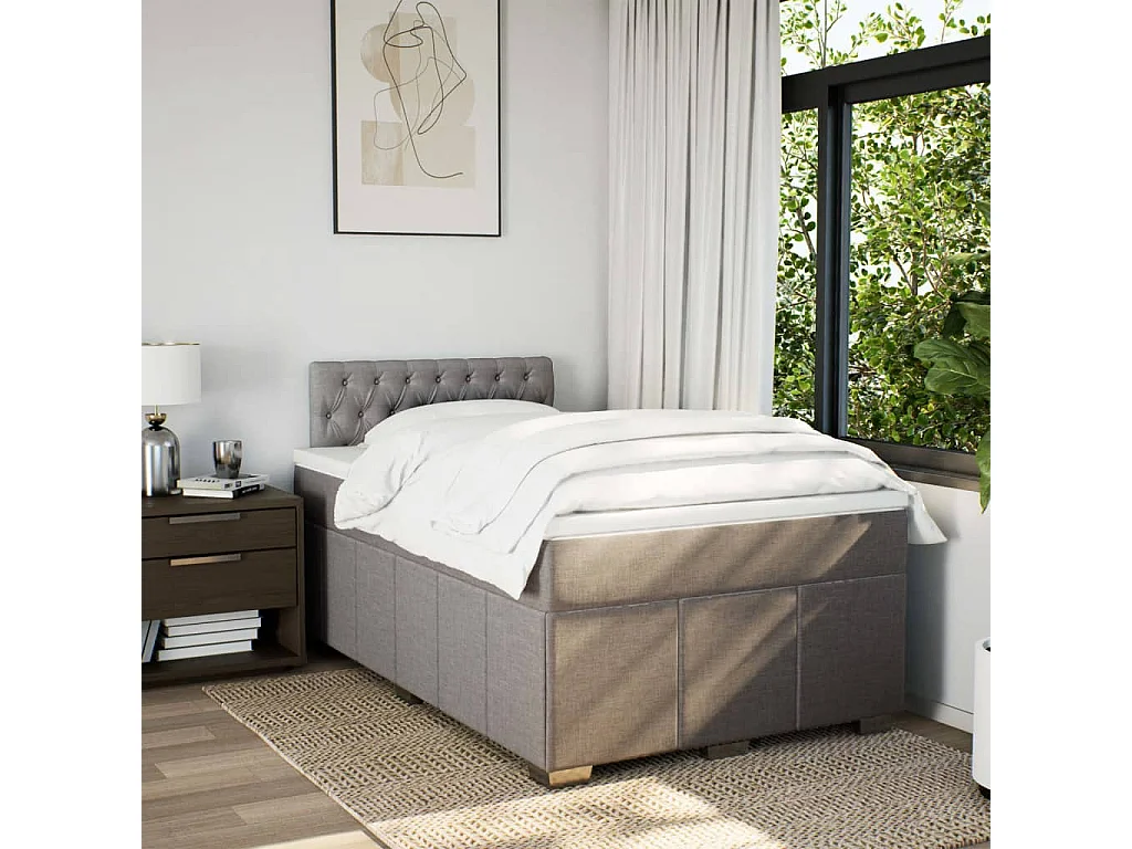 Boxspring met matras stof taupe 120x190 cm