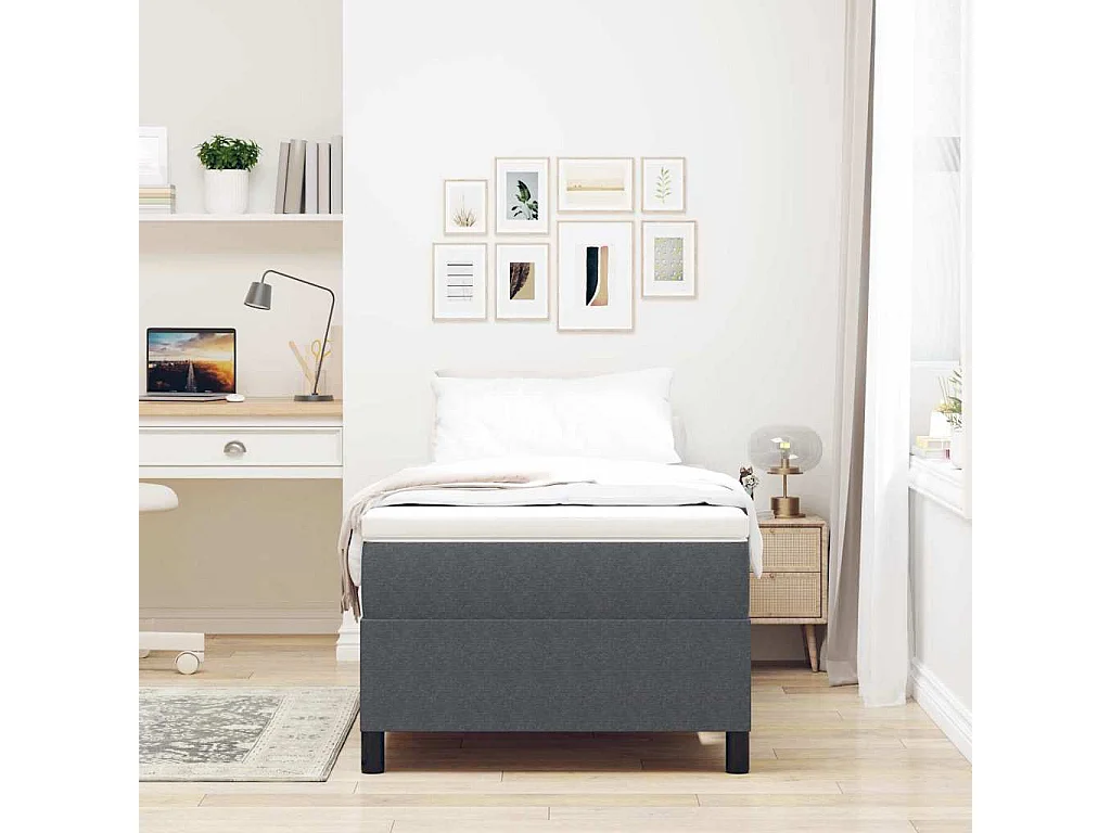 Letto a molle Grigio Scuro e Bianco 100 x 200 cm