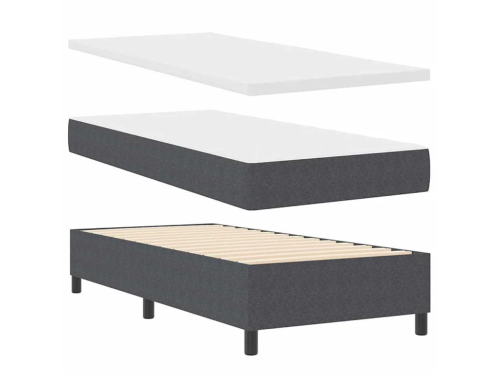 Letto a molle Grigio Scuro e Bianco 100 x 200 cm