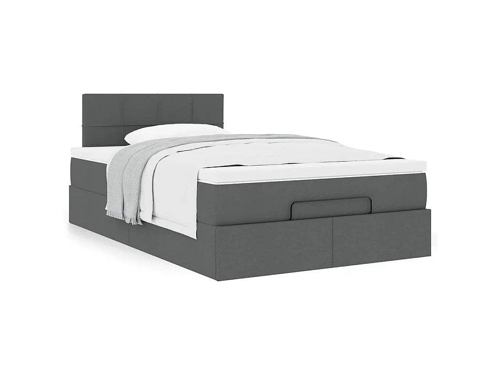Ottoman-Bett mit Matratze Dunkelgrau 120x190 cm Stoff