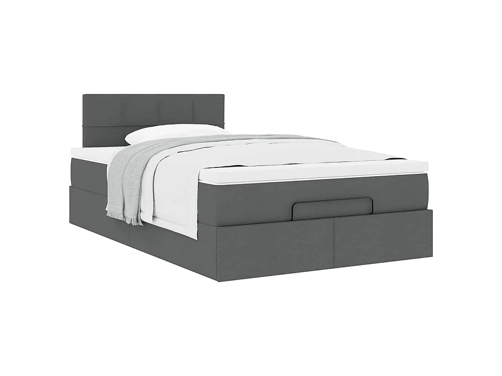 Ottoman-Bett mit Matratze Dunkelgrau 120x190 cm Stoff