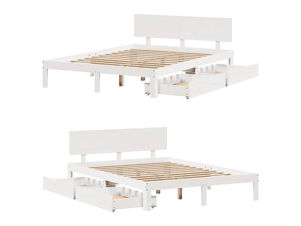 Estructura de cama con cajones madera pino blanco 120x190 cm