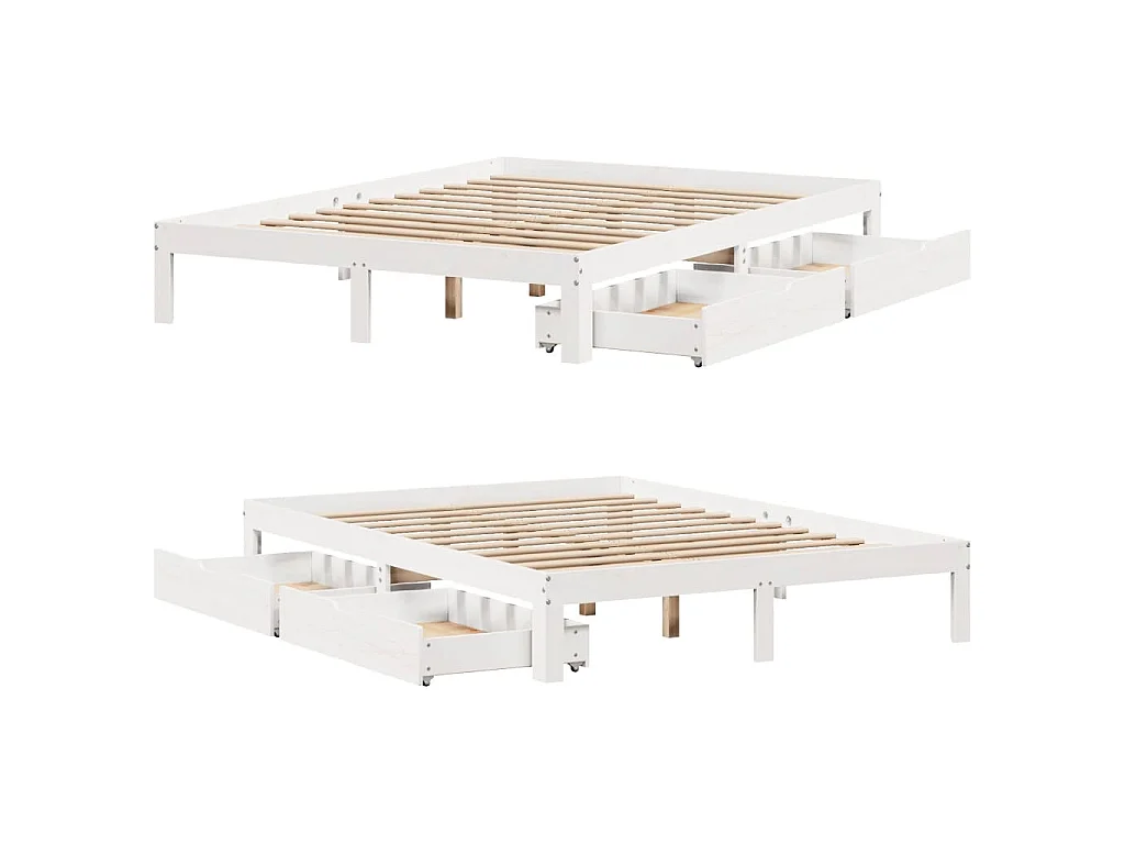 Estructura de cama con cajones madera pino blanco 120x190 cm
