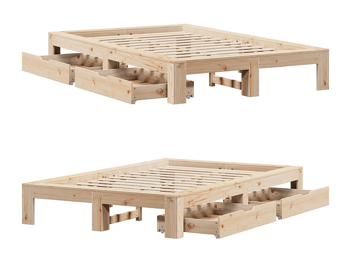 Giroletto senza Materasso 120x190 cm in Legno Massello di Pino