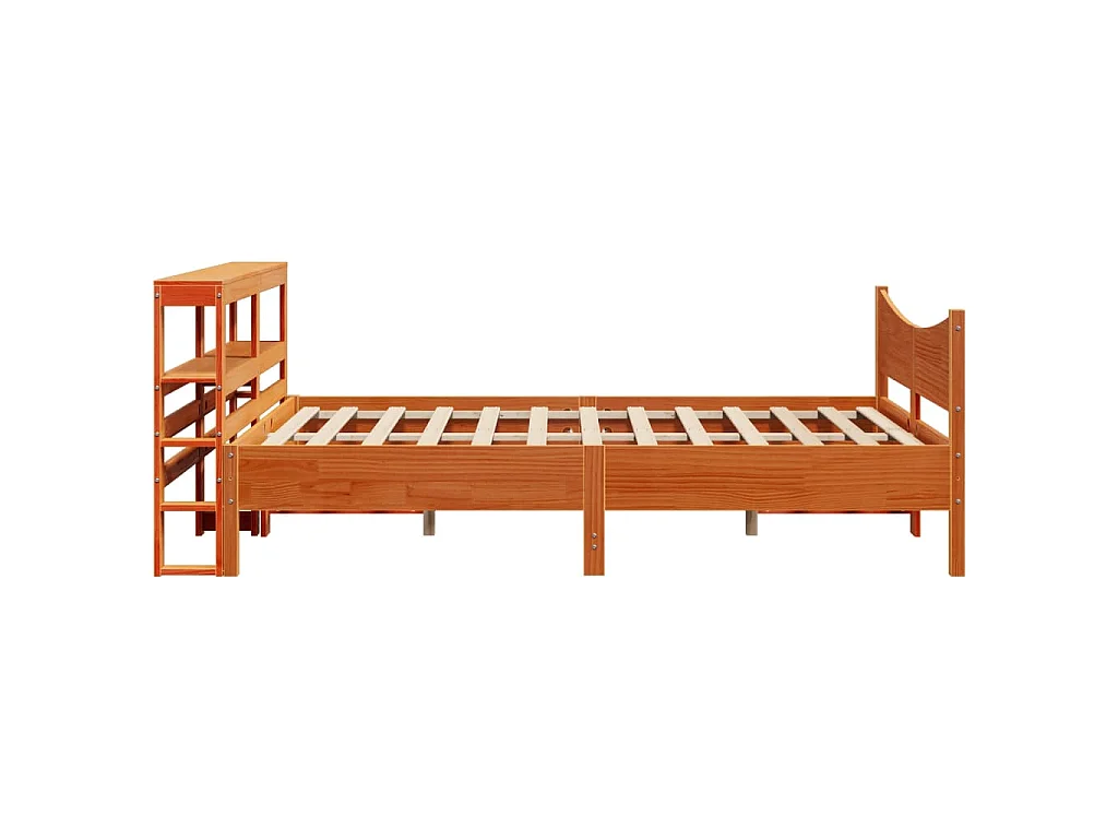 Estrutura cama c/ cabeceira 120x200cm pinho maciço castanho-mel
