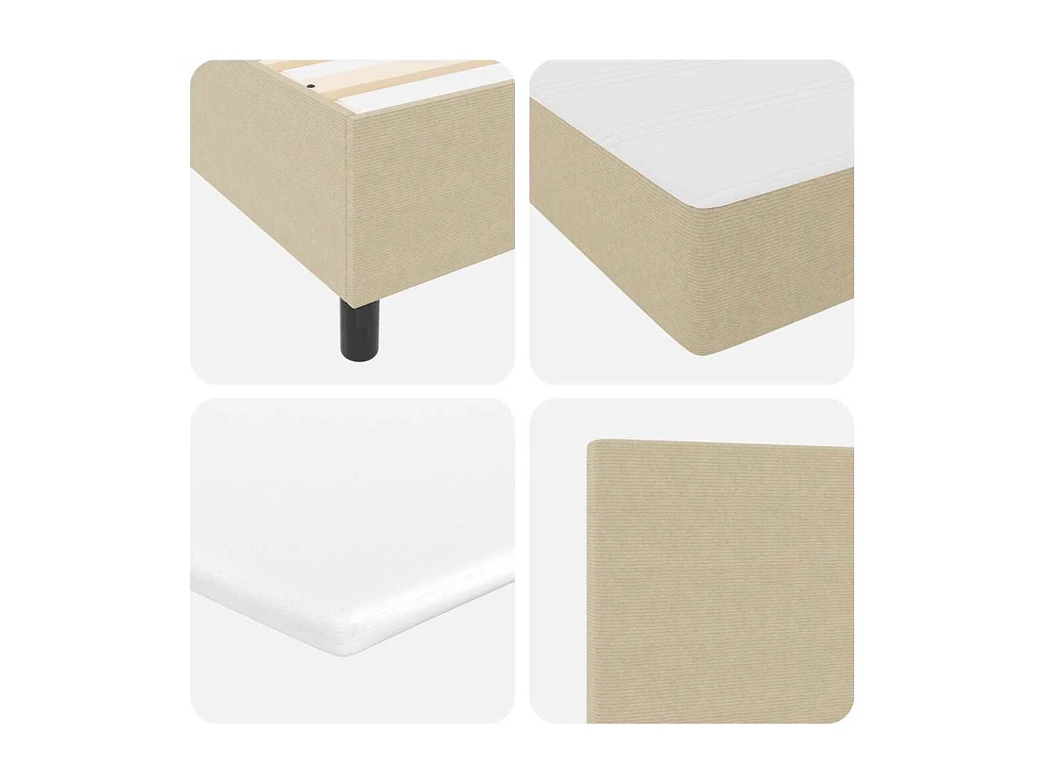 Boxspring bed Handmatig Lichtgrijs en wit. 203 x 120 x 128 cm