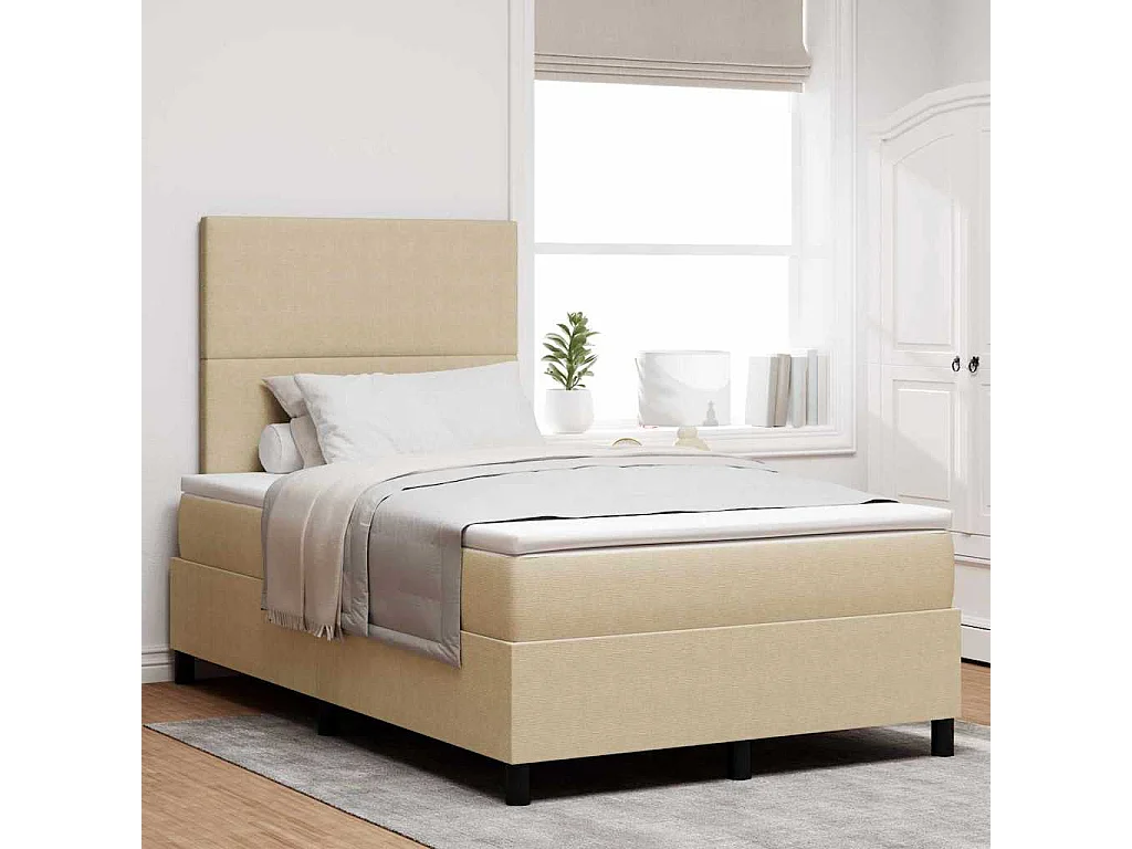 Lit à ressorts Gris clair et blanc 203 x 120 x 128 cm