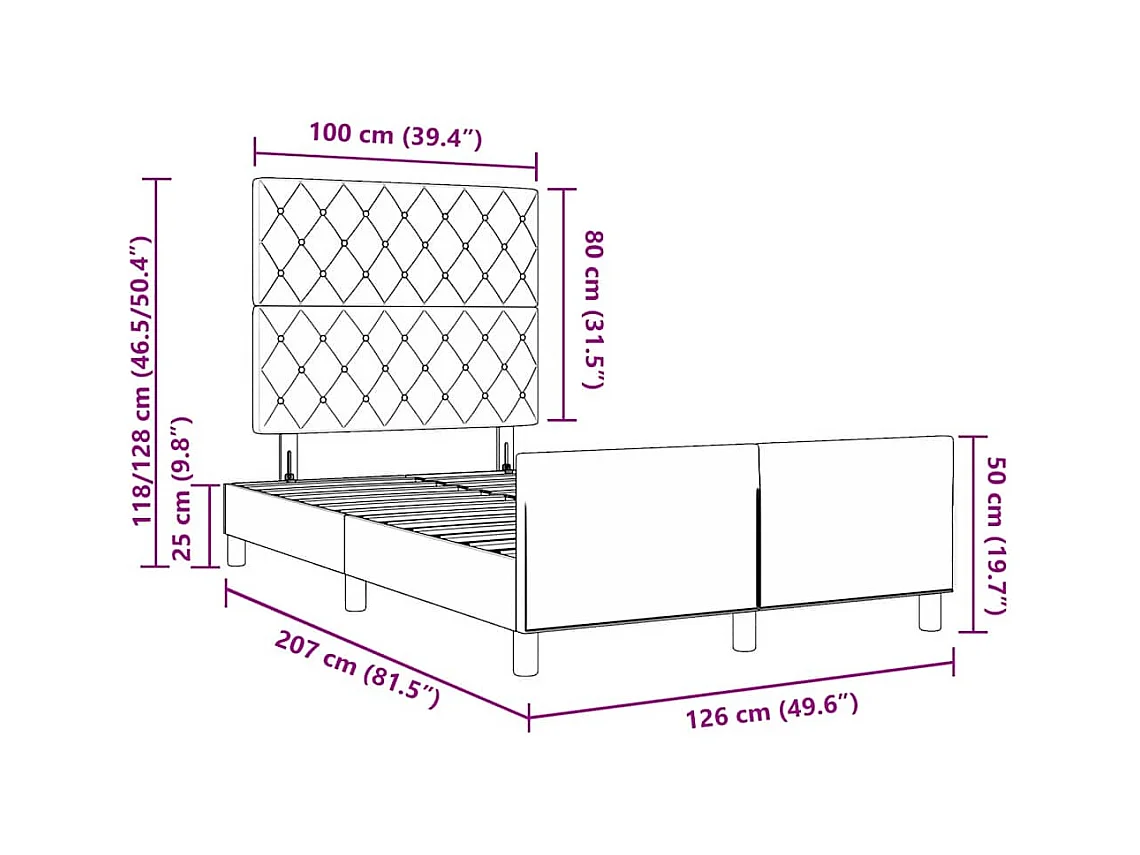 Estructura de cama Gris oscuro 120 x 190 cm Terciopelo