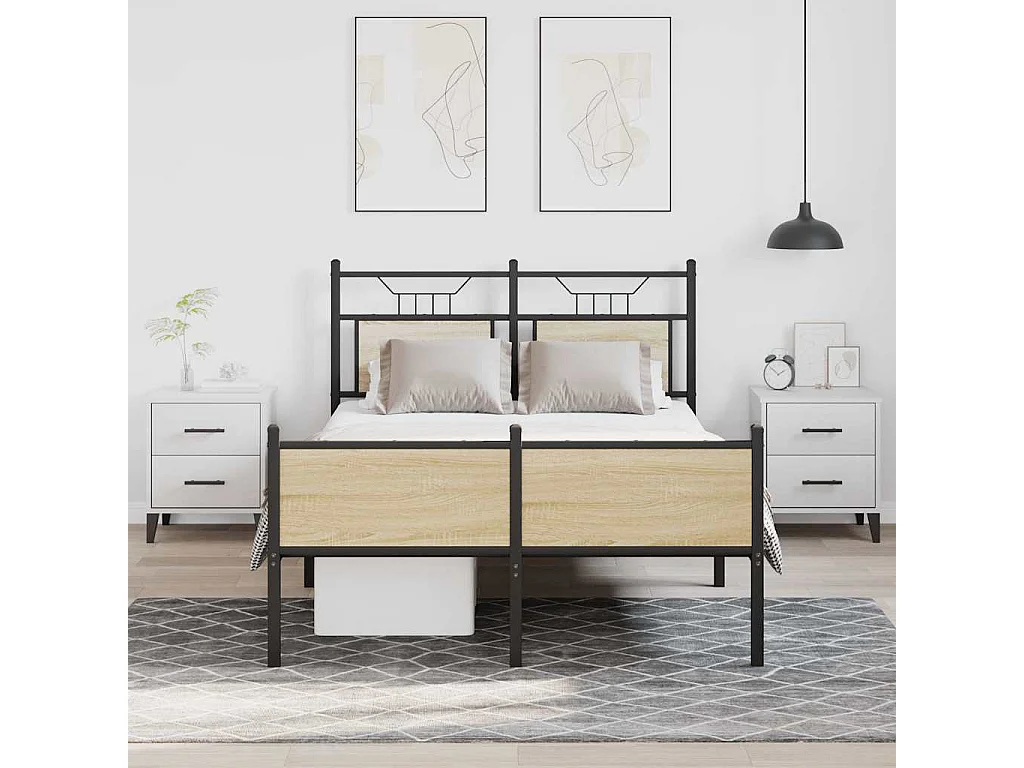 Estructura de cama sin colchón madera roble Sonoma 120x200 cm