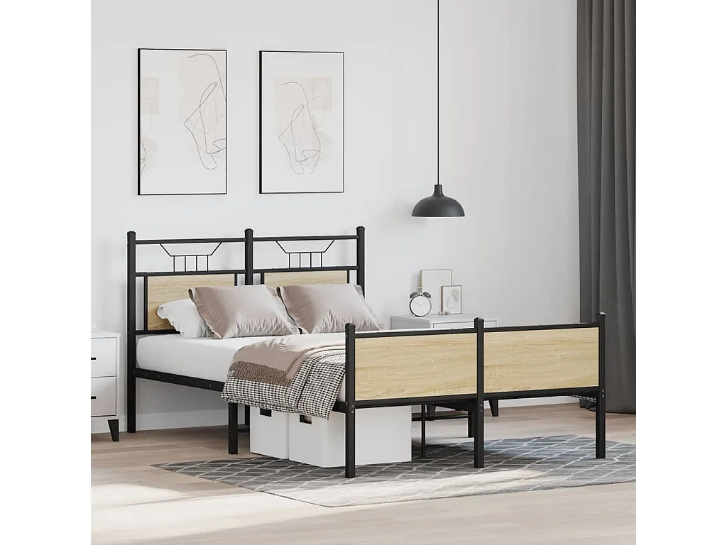 Estructura de cama sin colchón madera roble Sonoma 120x200 cm