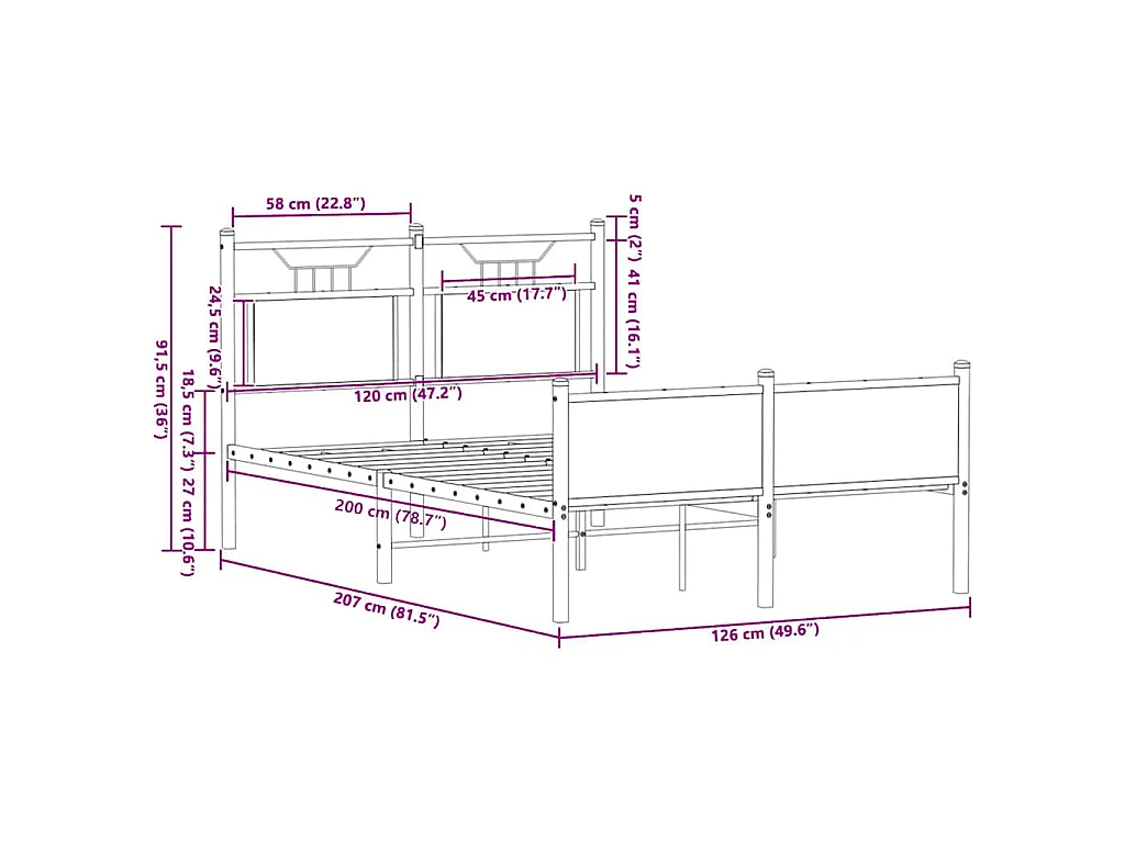 Bedframe zonder matras hout sonoma eikenkleurig 120x200 cm