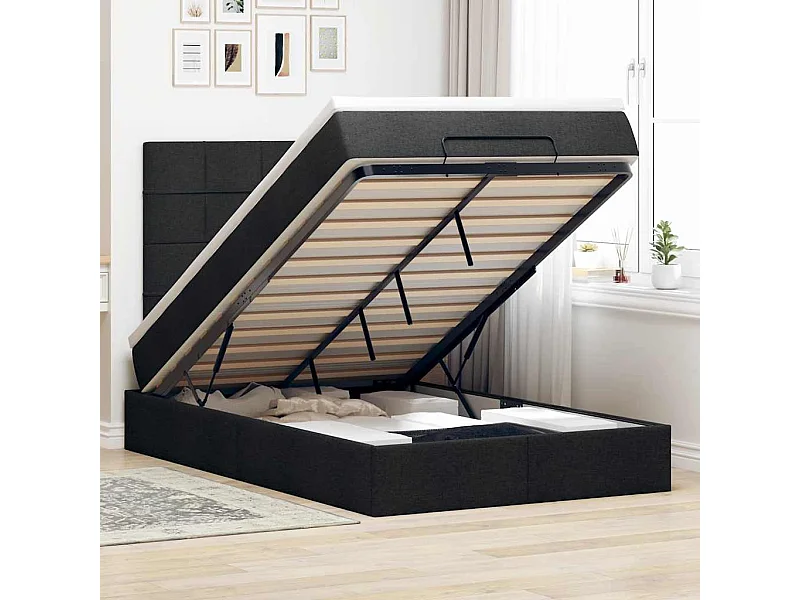 Ottoman bed met matras 120x190 cm stof zwart