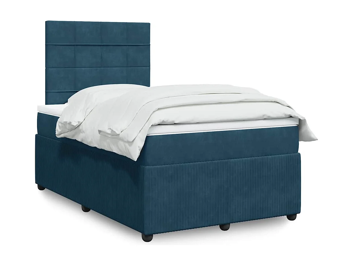 Boxspringbett mit Matratze Dunkelblau 120x200 cm Samt